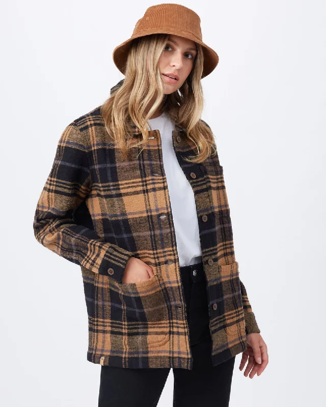 Flannel Utility Jacket Hooded Jacket Caped Jacket Shawl Collar Jacket