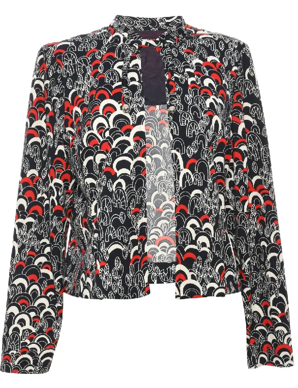 Printed Navy Jacket - M Wool Jacket Cashmere Jacket Tweed Jacket