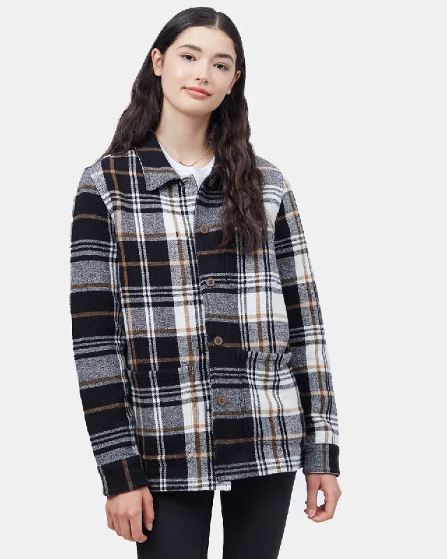 Flannel Utility Jacket Front Pockets Side Pockets Patch Pockets