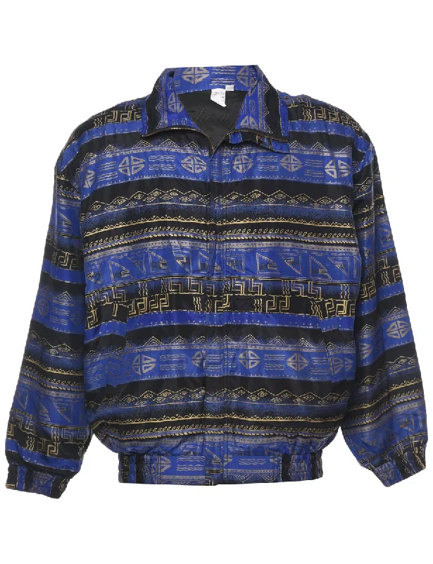 Silk Zip Front Jacket - M Appliqued Jacket Beaded Jacket Sequined Jacket