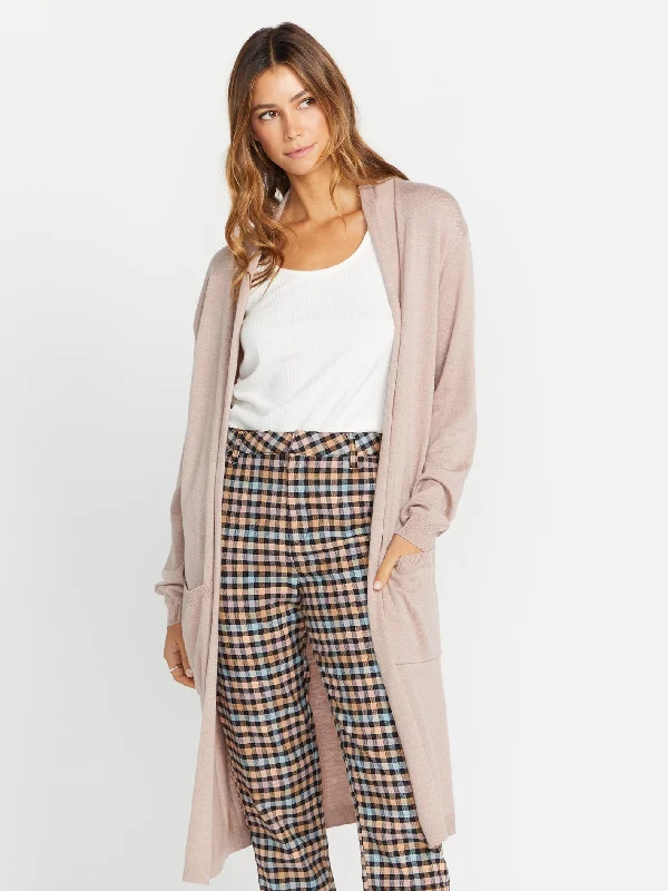 Volcom Lived in Lounge Midi Throw Cardi Sweater Solid Color Striped Floral Print