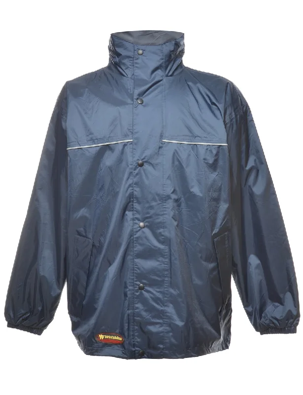 Popper Front Nylon Jacket - M Notch Collar Peter Pan Collar Cowl Neck