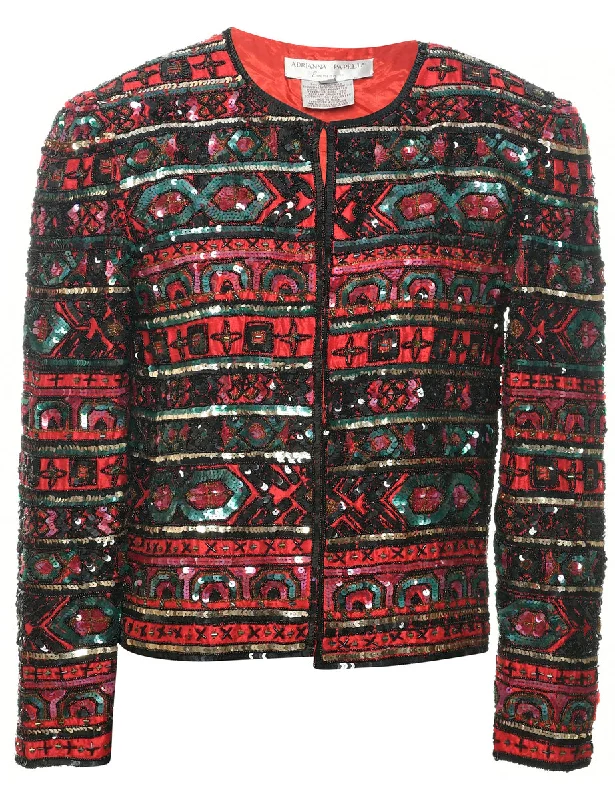 Silk Adrianna Papell Evening Jacket - M Hoodie Zip-Up Jacket Button-Up Jacket