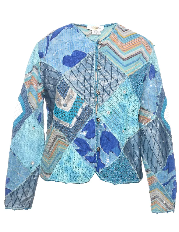 Patchwork Evening Jacket - S Zippered Jacket Buttoned Jacket Snapped Jacket