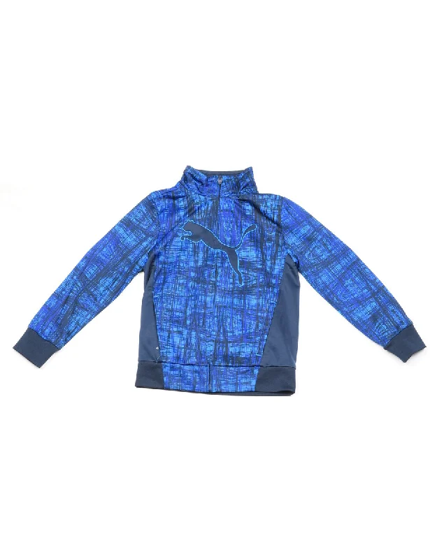 Puma Blue Patterned Track Jacket - 2-3 YEARS Anorak Shell Jacket Lightweight Jacket