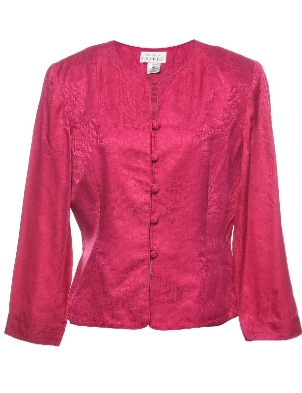 Pink 1980s Evening Jacket - L Hooded Jacket Caped Jacket Shawl Collar Jacket