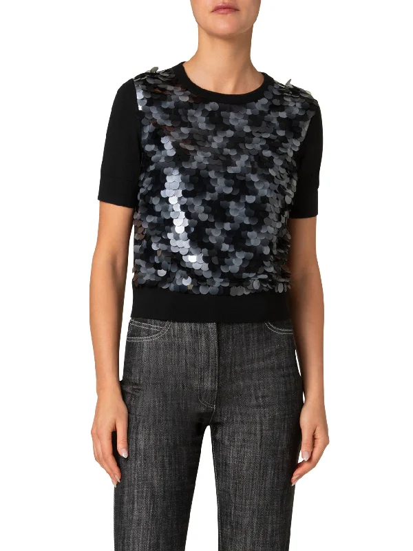 Dot Sequins Knit Sweater Graphic Sweater Embroidered Appliqued