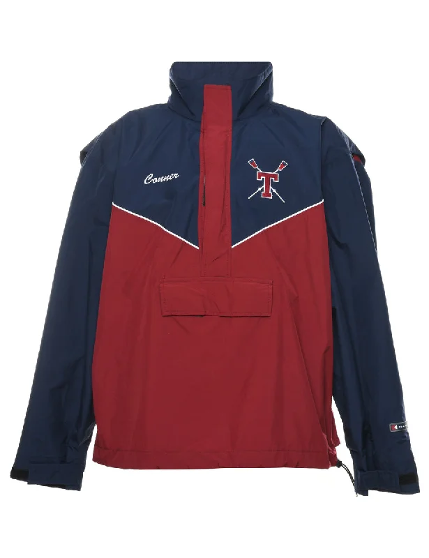 Quarter-Zip Maroon & Navy Nylon Jacket - L Mesh Jacket Canvas Jacket Denim Jacket