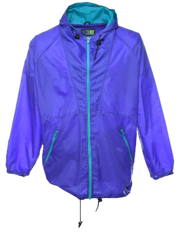 Purple & Blue Contrast Nylon Jacket - M Collared Jacket Crew Neck Jacket Turtle Neck Jacket