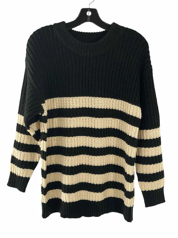 Blugirl Size S Black Cream Stripe Sweater Tailored Straight A-Line