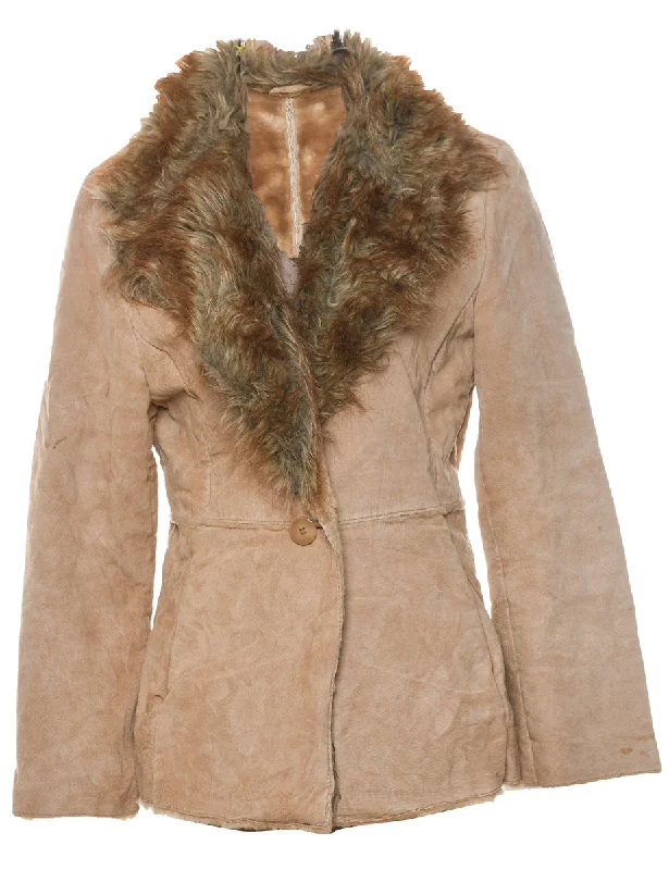 St John's Bay Suede Jacket - M Belted Jacket Elasticated Jacket Padded Jacket