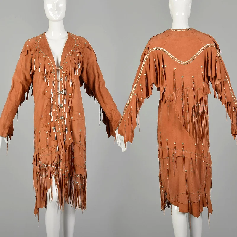 Native American Inspired Suede Leather Dress Bohemian Beaded Fringe Festival Jacket Print Jacket Jacquard Jacket Patchwork Jacket