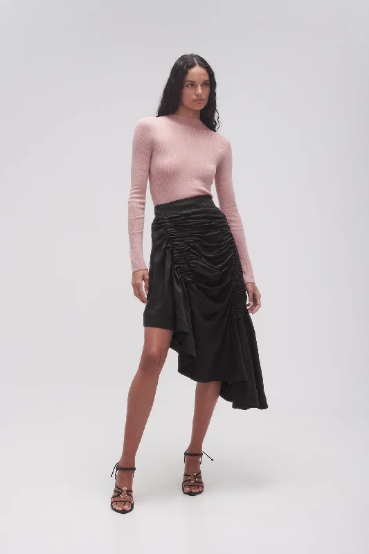 Memoir Asymmetric Midi Skirt zip skirt side