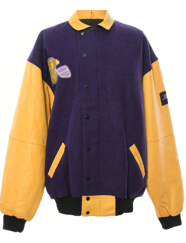 Patchwork Purple Team Jacket - XXL Front Pockets Side Pockets Patch Pockets