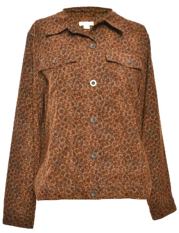Patterned Brown Jacket - L Oversized Jacket Tailored Jacket Straight Jacket