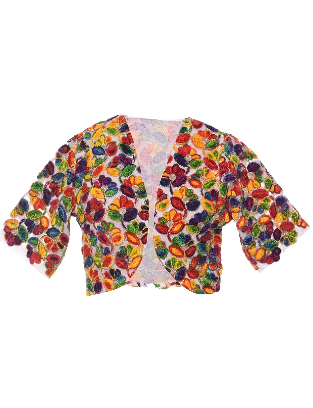 Patchwork Evening Jacket - L Hooded Jacket Caped Jacket Shawl Collar Jacket