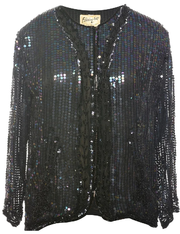 Silk Sequined Evening Jacket - S Rayon Jacket Velvet Jacket Corduroy Jacket