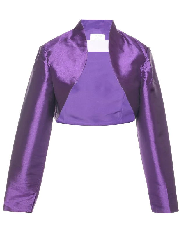 Purple Evening Jacket - M Boat Neck Shawl Collar Notched Collar