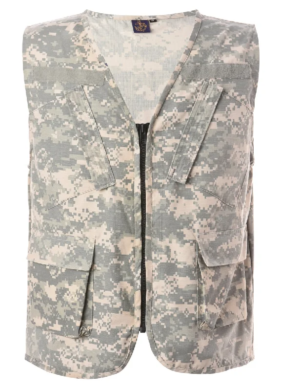 Reworked Jeff Camo Fisherman Jacket - S Notch Collar Jacket Peter Pan Collar Jacket Cowl Neck Jacket