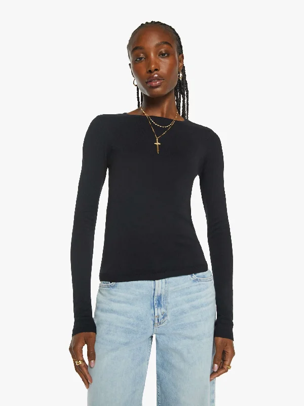 XiRENA Crew Sweater - Black Cable Knit Ribbed Knit Lace Knit
