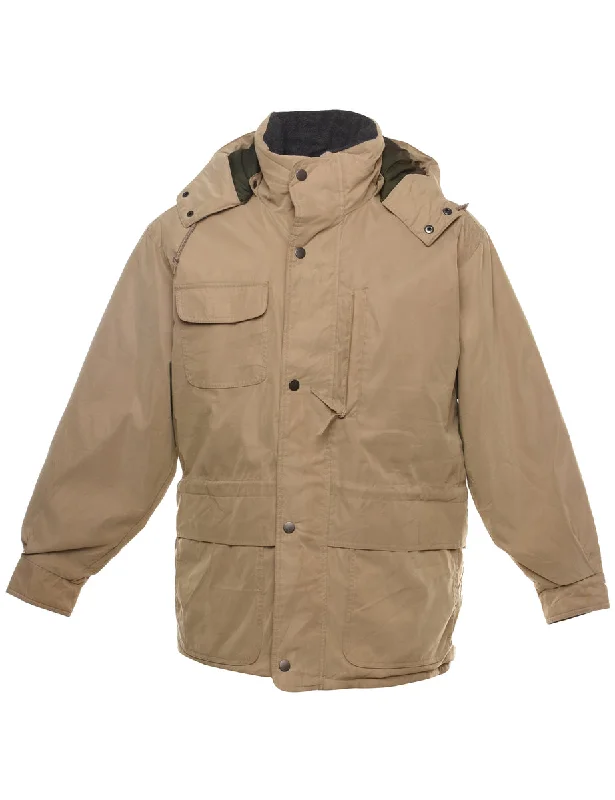 St. John Bay Zip-Front Beige Jacket - M Wool Fabric Cashmere Fabric Tweed Fabric