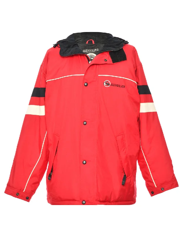 Red, Black & White Quicksilver Mountaineering Jacket - M Rayon Fabric Velvet Fabric Corduroy Fabric
