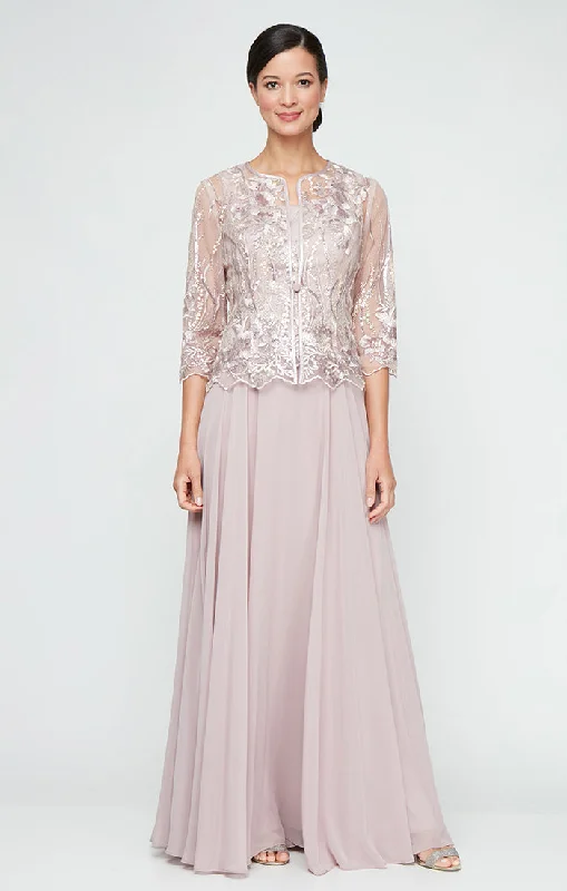 Long Sequin Embroidered Mock Jacket Dress with Center Front Closure Jacket and Full Skirt Trench Coat Raincoat Waterproof Jacket