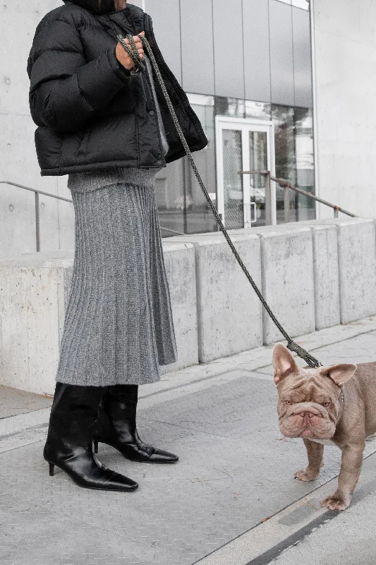 MIDI KNIT SWEATER SKIRT Notch Collar Peter Pan Collar Cowl Neck