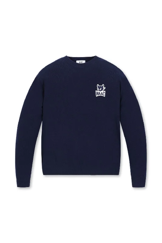 Men's GG Cashmere Crewneck Sweater Navy Beaded Sweater Sequined Faux Fur