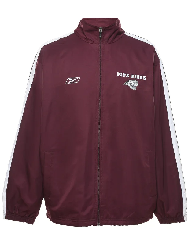Reebok Maroon & White Embroidered Puma Nylon Hockey Jacket - L Fleece Jacket Down Jacket Parka
