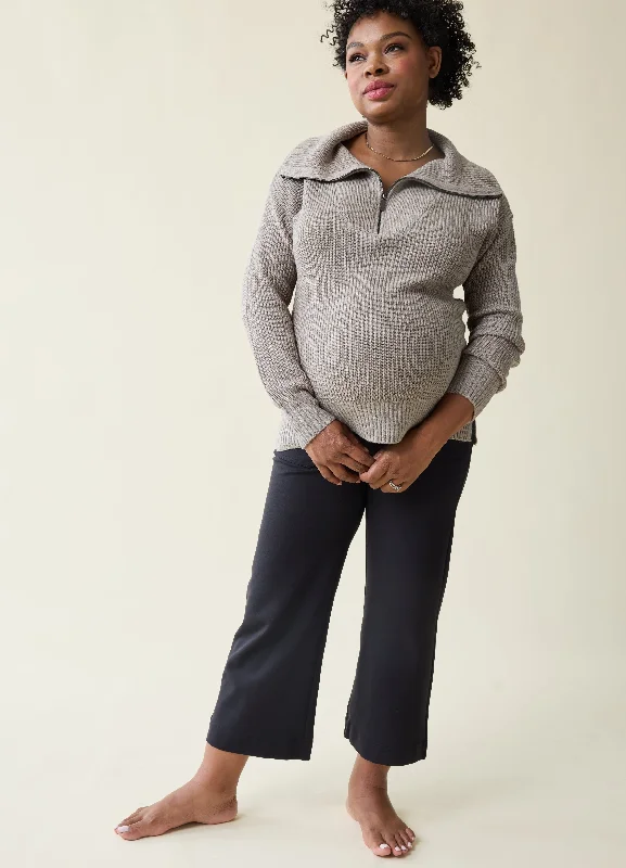 The Stay Cozy Quarter Zip Maternity Sweater Lightweight Heavyweight Midweight
