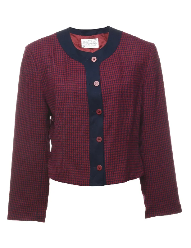 Pendleton Houndstooth Jacket - M Satin Jacket Silk Jacket Chiffon Jacket