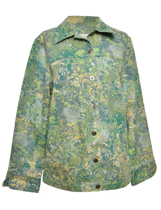 Printed Green Jacket - M Chenille Fabric Brocade Fabric Lace Fabric