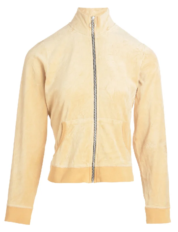 Reworked High Neck Velour Track Jacket - M Satin Jacket Silk Jacket Chiffon Jacket