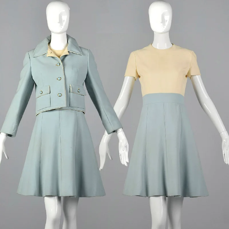 1960s Mod Dress and Jacket Set Stand-Up Collar Roll-Neck Collar Turtle Neck