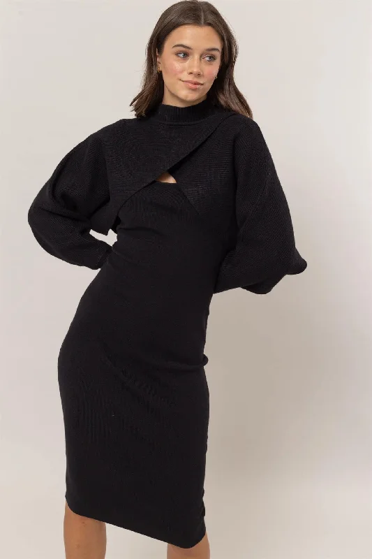 Bodycon Dress and Sweater Set Seamless Knitted Crochet