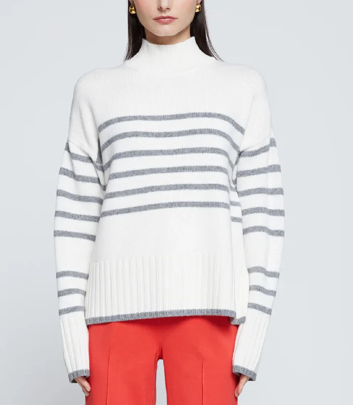 Striped Mock Neck Sweater Sweater Knitwear Pullover