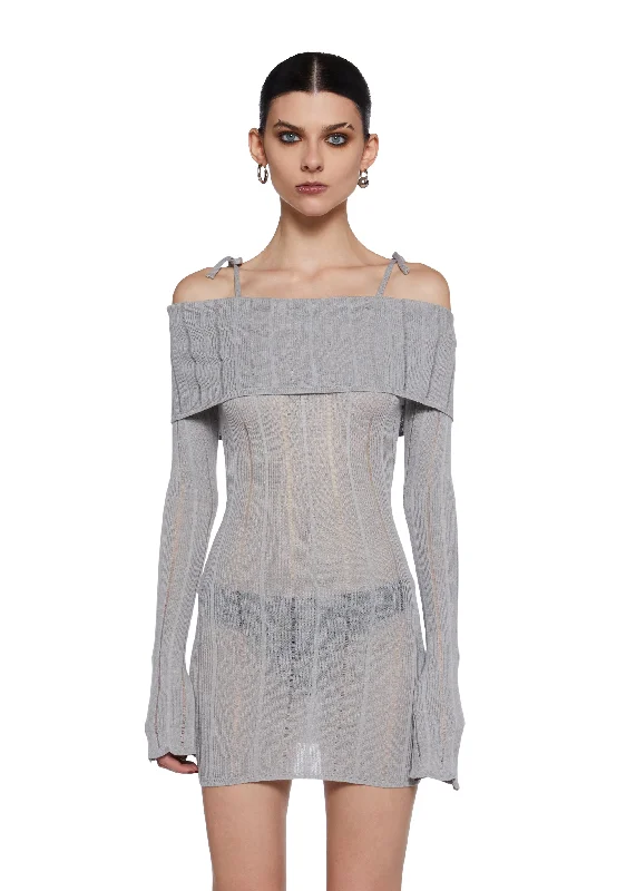 Warp Off The Shoulder Sweater Dress Beaded Sweater Sequined Faux Fur