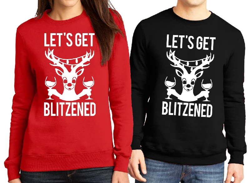 LET'S GET BLITZENED Christmas Sweater Glasses Iron Safe Non-Iron Wrinkle Free
