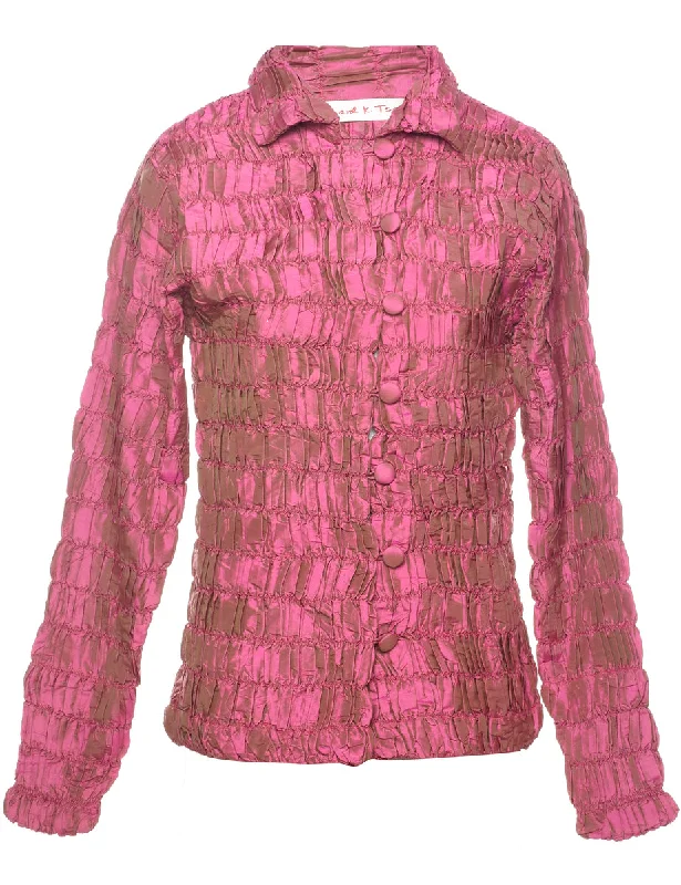 Pink Evening Jacket - M Zippered Jacket Buttoned Jacket Snapped Jacket