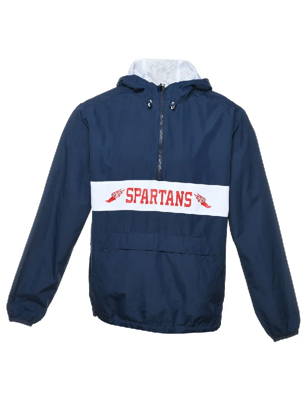 Spartans Quarter-Zip Navy & Red Nylon Jacket - XL Herringbone Jacket Houndstooth Jacket Plaid Jacket