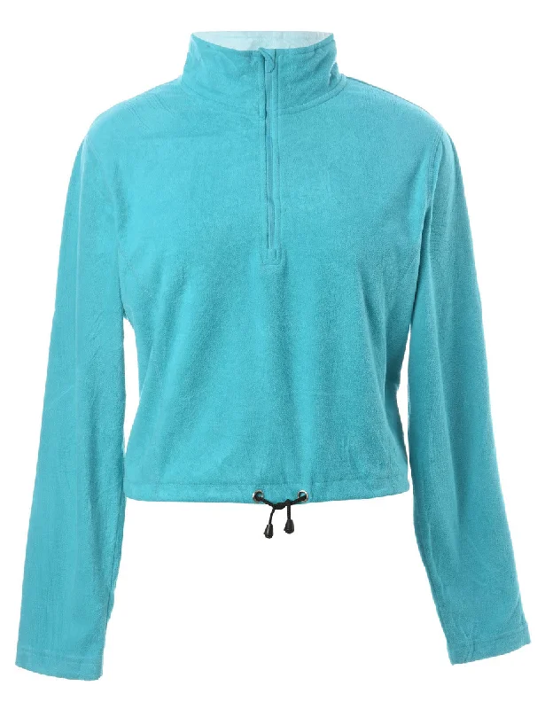 Reworked Cropped Fleece Jacket With Drawstring - XL Trench Coat Raincoat Waterproof Jacket