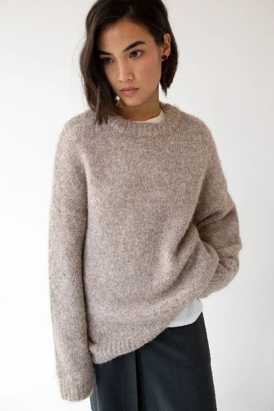 OVERSIZED CREWNECK SWEATER Wool Fabric Cashmere Fabric Tweed Fabric