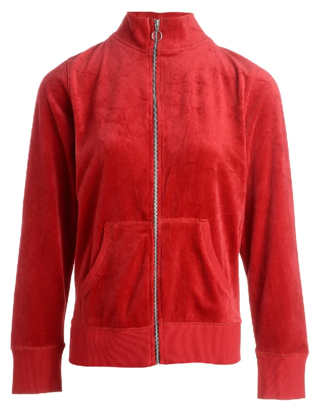 Reworked High Neck Velour Track Jacket - L Quilted Jacket Puffer Jacket Insulated Jacket