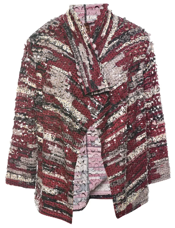 Sequined Evening Jacket - L Herringbone Jacket Houndstooth Jacket Plaid Jacket