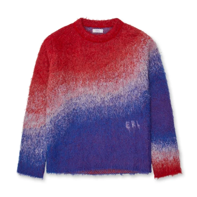 Degrade Sweater (Blue/Red/White) Striped Floral Plaid