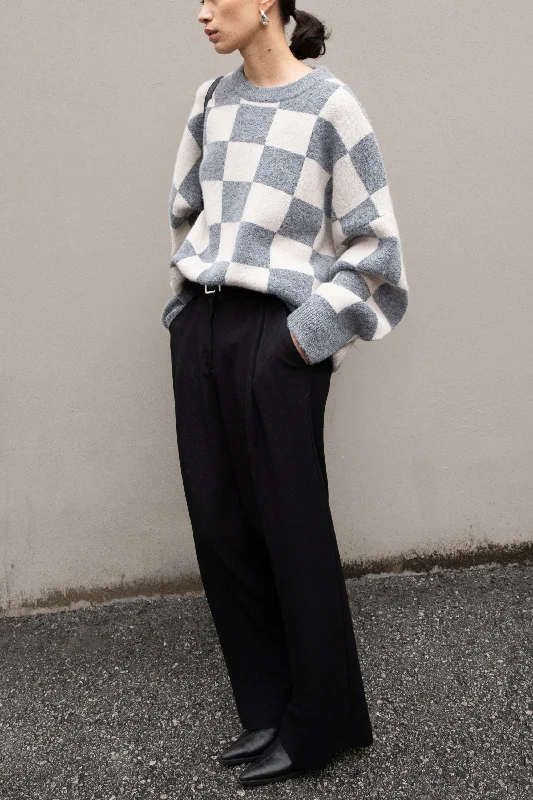 CHECKERED CREWNECK SWEATER Plaid Sweater Polka Dot Checkered