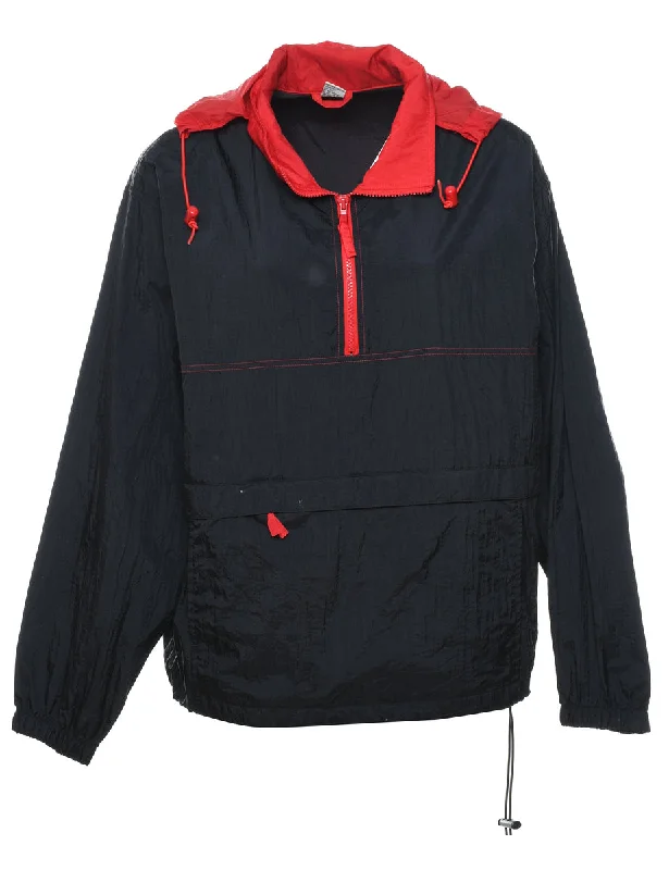Quarter-Zip Black & Red Nylon Jacket - L Rayon Jacket Velvet Jacket Corduroy Jacket