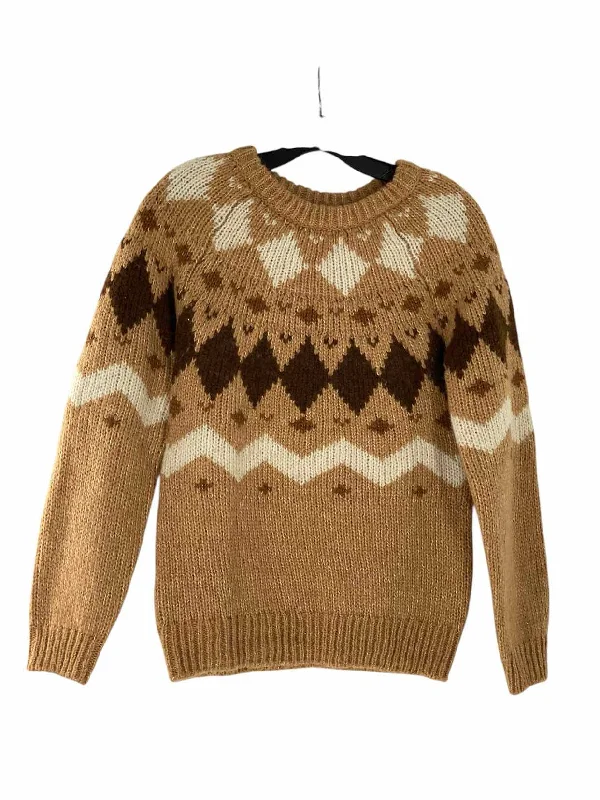 VERO MODA Size S Brown White Print Sweater Satin Blend Silk Blend Wool Blend
