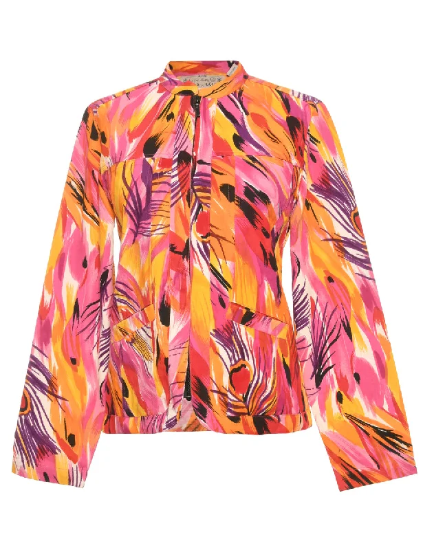 Printed Vintage Jacket - M Cardigan Sweater Pullover